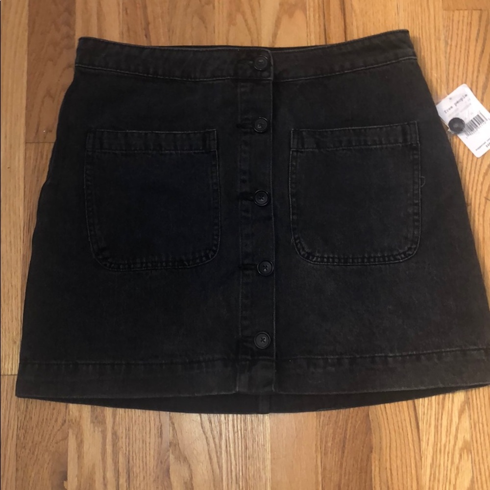 Free People Black Jean Skirt